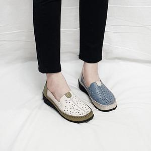 [디아]히포 스티치 소가죽 밴딩 펀칭 쿠션 슬립온 로퍼 4cm