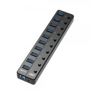 NEXTU 유우젠 10포트 USB3.1 개별스위치 USB허브 (NEXT-710U3) (전원포함) 빈컴 빈컴