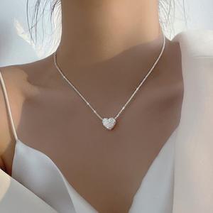 [Silver 925] S925 실버 레이어드 블링블링 하트 은목걸이