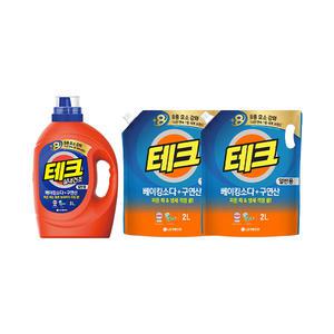 테크 베이킹 구연산 액체세제 일반 용기 3L, 1개 + 리필 2L, 2개
