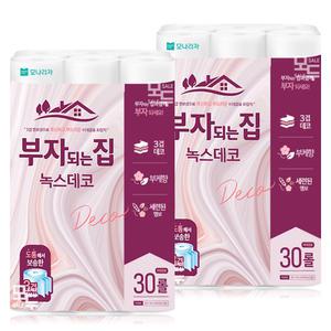 모나리자 부자되는집 녹스데코 3겹 30M 30롤x2팩 /두루마리 휴지
