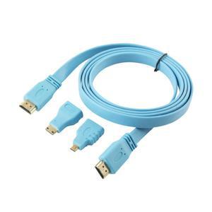 모니터연결 Micro Mini HDMI 3in1 케이블 블루 1.5M