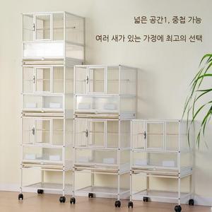 대형 새장 사육장 2단 이동식 놀이터 케이지 조류 앵무새