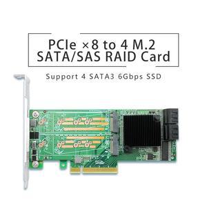 PCIe x8-4 M.2 SATA3 SSD 4 SAS/SATA 하드디스크 RAID 어댑터 RAID0 RAID1 브라켓 UEFI 2008-4M4S