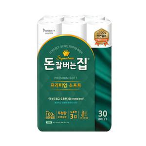돈잘버는집 프리미엄 소프트 3겹 화장지 30m 30롤 1팩 (30롤)
