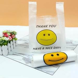 비닐 봉투 100매 20x34CM KK298 스마일 비닐포장 비닐봉지 배달 마트 쇼핑백 PE