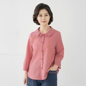 엄마옷 마담4060 이중카라잔체크블라우스 여름블라우스 -ZBL2506044-