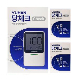 유한양행 유한 당체크 혈당측정검사지 50매 2박스+혈당측정기