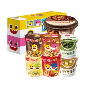 핑크퐁 아기상어 떡볶이 4종 간편컵국 주먹밥 골라담기