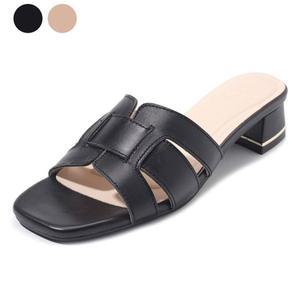 [갤러리아] 세라 여성 양가죽 스퀘어 스트랩 슬리퍼 샌들 C23S410 블랙 3CM