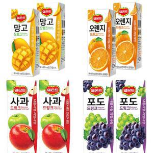 (망고/오렌지/사과/포도) 델몬트 음료수 32팩 190ml /곽 쥬스 팩음료 망고주스 소풍 피크닉 휴대용 어린이