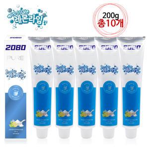 애경 2080 퓨어치약 레몬라임 향 200g 10개 / 대용량/미백치약