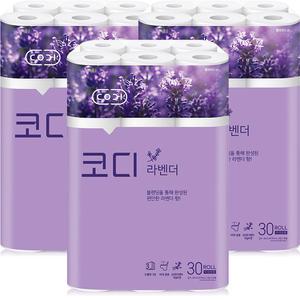 코디 라벤더 3겹 화장지 30m 30롤 3팩 (90롤)