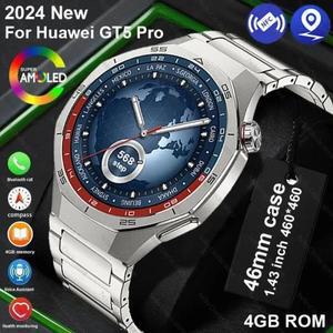 혈당스마트워치화웨이 GT5 프로 스마트워치 2024 GPS 내비게이션, AMOLED 4G ROM NFC 나침반, 블루투스 통