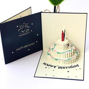 [MENPCZ9L_53DZ]촛불 케이크 생일 카드 초대장 3D