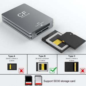 2in 1 CFexpress Type B SD 카드 리더기 휴대용 CF USB 3.2 10Gbps 듀얼 슬롯(USB C 포함) SLR용 C/A 케이