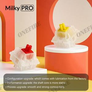 Gateron Milky Pro 스위치 Yellow 빨간색 선형 사전 윤활 기계식 키보드 5핀 POM용 SMD RGB Mx 스템