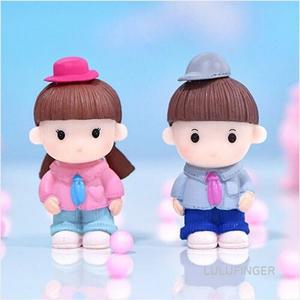 [룰루핑거] 미니어쳐 인형 미니 모자 커플 회색+진분홍 4x2.9x4cm 1V-01-230