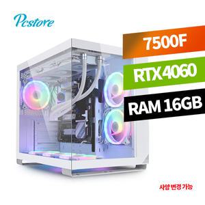 피씨스토어 화이트 감성 어항 PC 라이젠5 7500F RTX4060 360 수냉쿨러 (16GB, M.2 500GB)