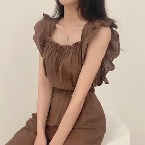 여름점프수트 와이드 프릴 린넨 점프수트 TT187