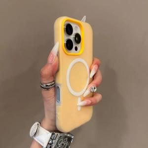 캔디 컬러 2 IN 1 Magsafe 케이스 iPhone Plus Pro Max 자기 무선 충전 투명 매트 소프트 커버
