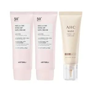 아트델리 톤업 선크림 50ml x2 + AHC 누드 톤업크림 40ml