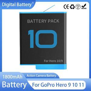 GoPro Hero 11 10 9 배터리 액션 스포츠 카메라 리튬 팩용 1800mAh 충전식 보관함