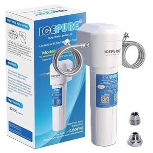 ICEPURE 언더 싱크 정수 필터 시스템, 3년 또는 22000갤런 울트라 하이 라이프 NSF/ANSI 42 인증, 중금속, 염소 제거, 카운터 아래 식수 미국 기술