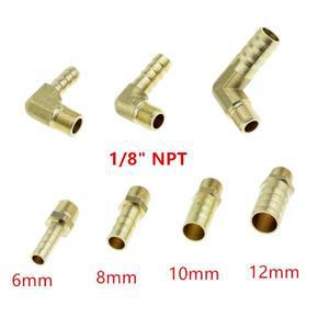 일자  팔꿈치 황동 호스 파이프 피팅 6mm 8mm 10mm 바브 스 플라이 서 1/8 인치NPT 수나사 구리 가시 커플