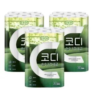 코디 순수 3겹 데코 30m 30롤 3팩