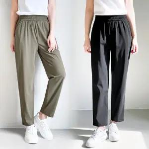 [여름 일자팬츠] 여성 슬림 일자핏바지 트레이닝용 편한 밴딩 스판 쿨원단
