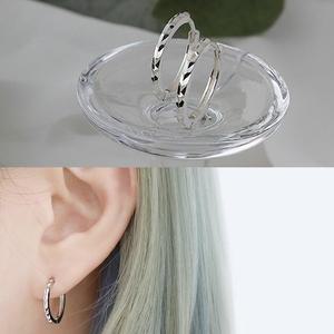 [기타][메리그린] 925 SILVER 실버 브이 컷팅 링 귀걸이