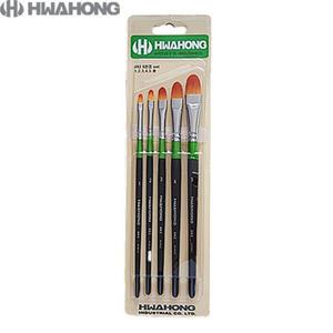 화홍 디자인구성붓 982F 5본세트/둥근평붓 필버트