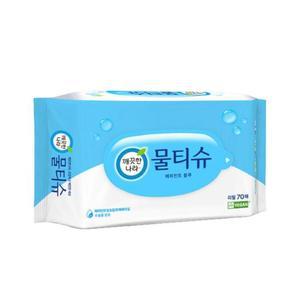 깨끗한나라 페퍼민트 블루 물티슈 리필형 70매 x 10개
