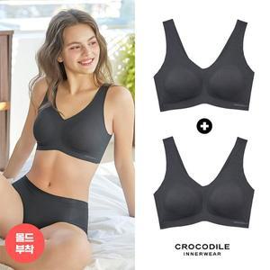 [크로커다일]라이크라 쉘론 슬림 몰드부착 런닝형 감탄브라 2종 블랙+블랙 CDWBR5M21_2