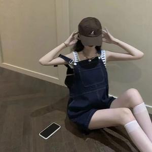 여자반바지 반바지 여름 하이웨스트 빈티지 나시 멜빵 루즈핏 슬림핏 와이드 점프슈트 원템2