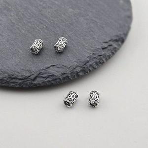 비즈팡 [SVP-06-47]순은펜던트 실버925 엔틱꼬불원통 6mm (내경2.8mm) 염주팔찌재료