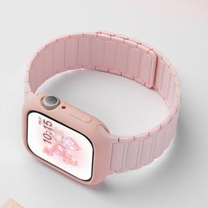 Apple Watch 밴드 용 케이스 스트랩 IWatch 시리즈 10 6 SE 7 8 9 커버 용 울트라 49mm 46mm 44mm 40mm 45mm 41mm 소프트 실리콘 팔찌