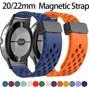갤럭시 시계 용 22mm 20mm 마그네틱 스트랩 4 5 6 7 4/6 Amazfit Bip 3 Huawei GT4 GT3 2e 용 클래식 액티브 2 실리콘 밴드
