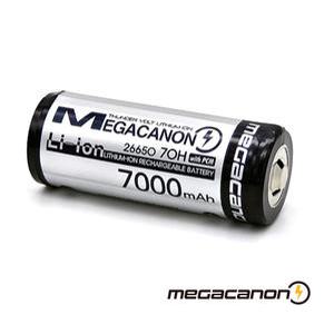 메가캐논 26650 리튬이온 충전지 7000mAh 13A 고방전 3.6V 보호회로 KC인증