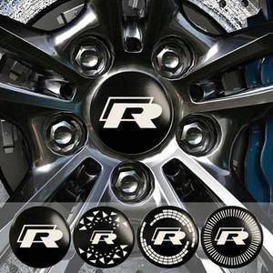 4pcs 566065mm 자동차 휠 센터 스티커 폭스 바겐 Rline CC Scirocco Sharan Variant Touareg Lamando 골프