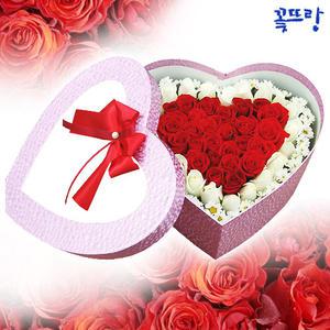 혼합장미 하트박스/풍성하고 싱싱한 생화꽃/생일 축하 각종기념일등/손상없이 직접배송