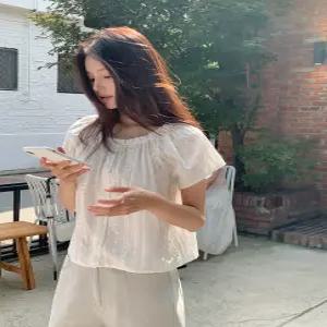 시아 자수 블라우스 / 오프숄더/밴딩블라우스