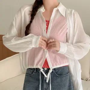 하프너 스트링 코튼 셔츠 여름 여성 바캉스룩 살안타템