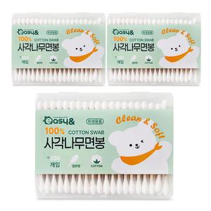 이지앤 사각면봉 200p 통면봉 대용량 3개