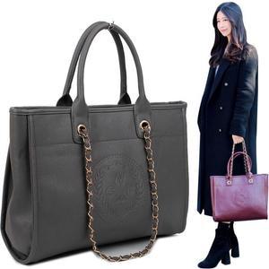 여성 가죽 데일리 스퀘어 체인숄더 토트 백 G18905