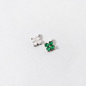 비즈아이 [8-032-21]써지컬스틸 펜던트 큐빅네잎클로버 소 7x10.5mm 무도금 ,1개
