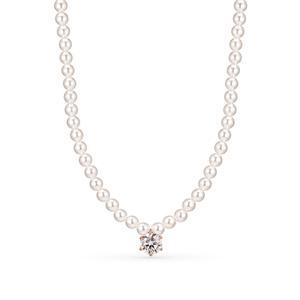 14k 모이사나이트 캐럿 스와진주 비드 목걸이(4mm)_1CT