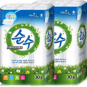 행복한동행 순수 3겹 데코 화장지 20m 30롤 2팩 (60롤)