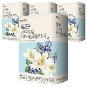 코멧 순백 3겹 라벤더 바닐라 롤화장지 30m, 30개입, 4개 one option